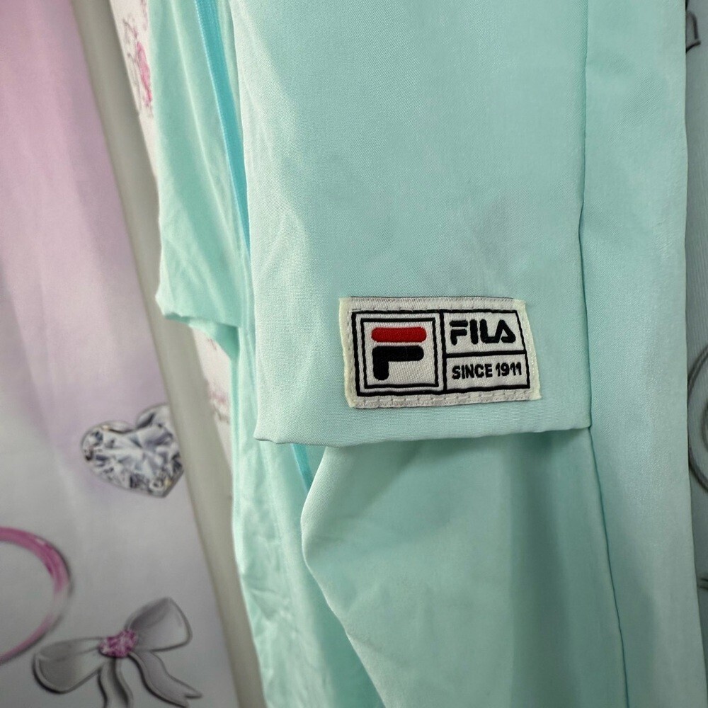 Fila pants joggers cuff hem bottom Light blue mint Green Women's Joggers comfy - Picture 3 of 13